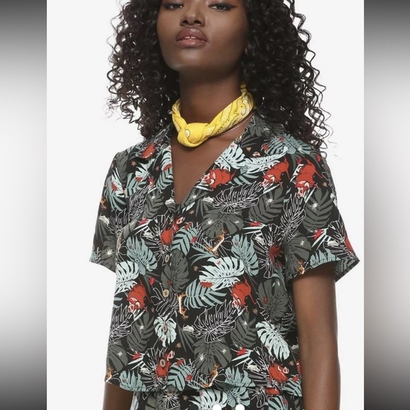 Her Universe Disney The Lion King Timon & Pumbaa Jungle Girls Woven Button-Up - Picture 1 of 8